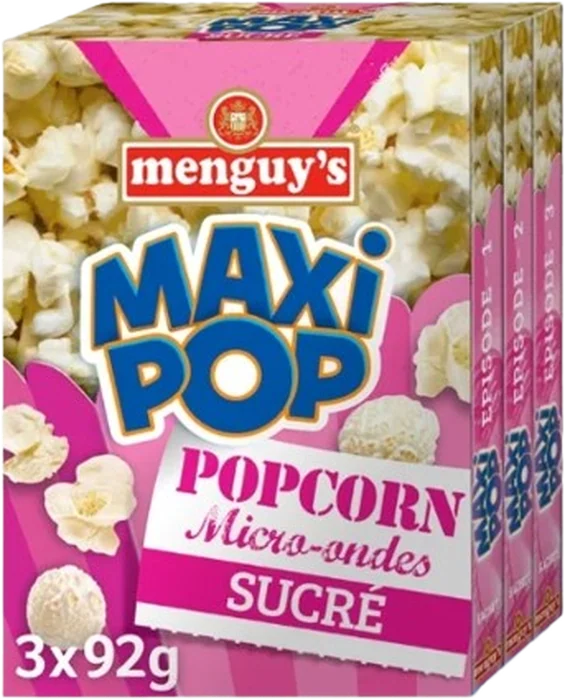 Pop-corn sucré Menguy's Maxi Pop, 3 sachets de 92 g